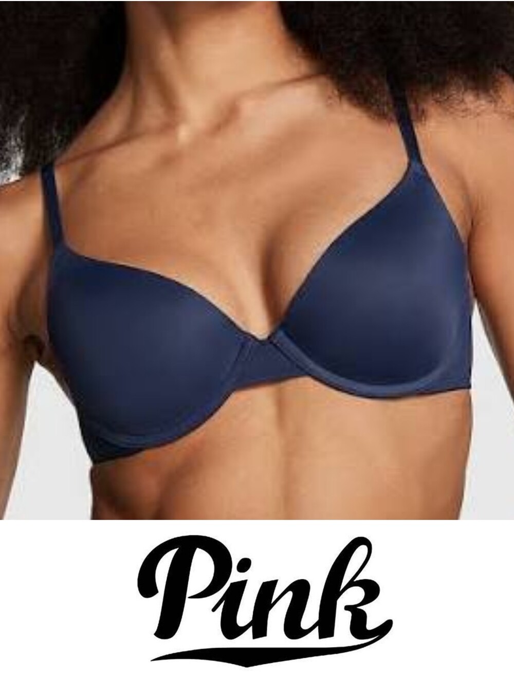 Victoria's Secret Pink Wear Everywhere Push-up Bra NWT Navy Blue 38DDD